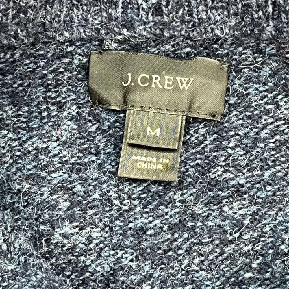 J Crew Men's 100% Lambswool‎ 1/4 Zip Sweater Dark Heather Blue Size M